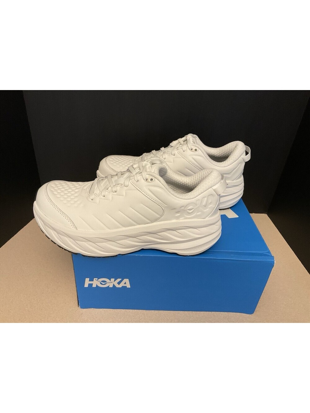 New! Womens Hoka One One Bondi SR Triple White Slip Resistant Shoes. Size 10. - Picture 6 of 11